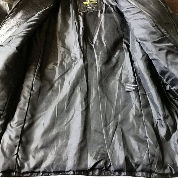 Genuine‎ Leather Black Belted Full Zip Jacket Women's Size XL Made In México - Picture 3 of 7